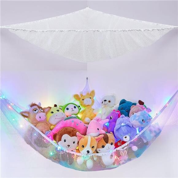 Stuffed Animals Net or Hammock with LED Light Hanging Toy Net Hammock Storage - Picture 1 of 7